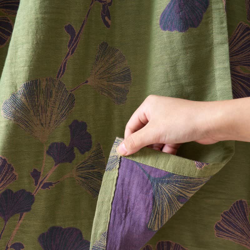 Nachthemd aus Baumwolle im Hanfu-Stil mit Ginkgoblattmuster - image 10