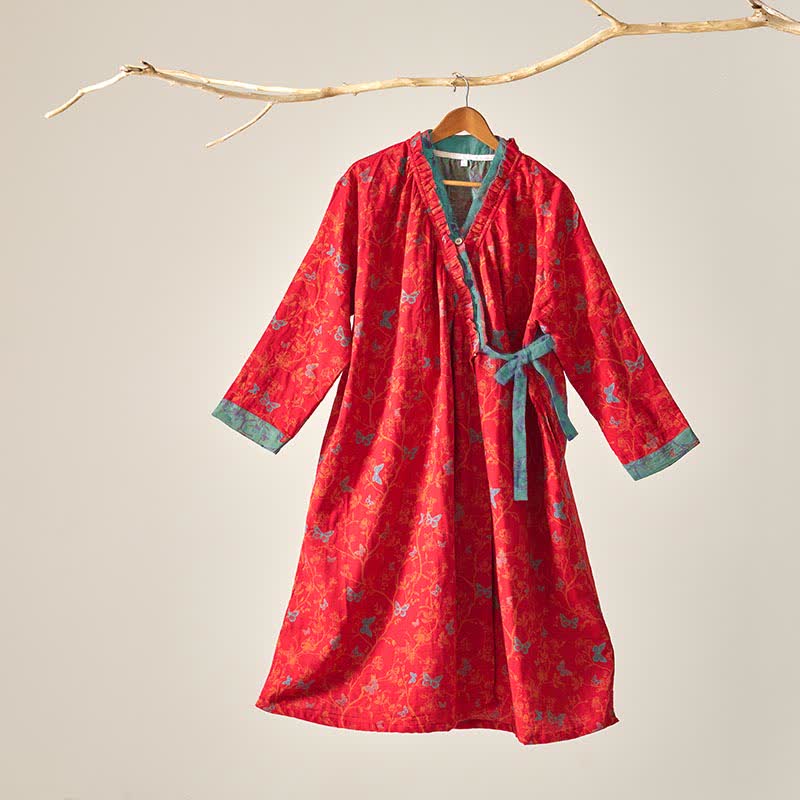 Ownkoti Vintage Schmetterling Hanfu inspiriertes Baumwoll-Nachthemd - XL - image 0