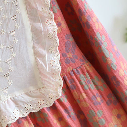 Ownkoti Nachthemd mit langen Ärmeln aus Baumwollgaze mit Blumenmuster - image 7