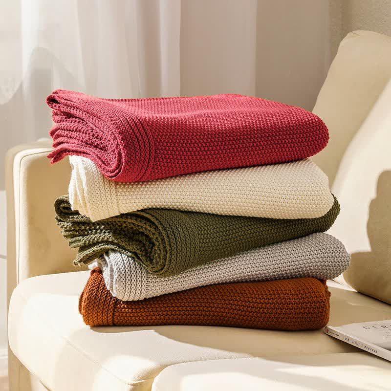 Ownkoti Einfache einfarbige Strickdecke - image 0