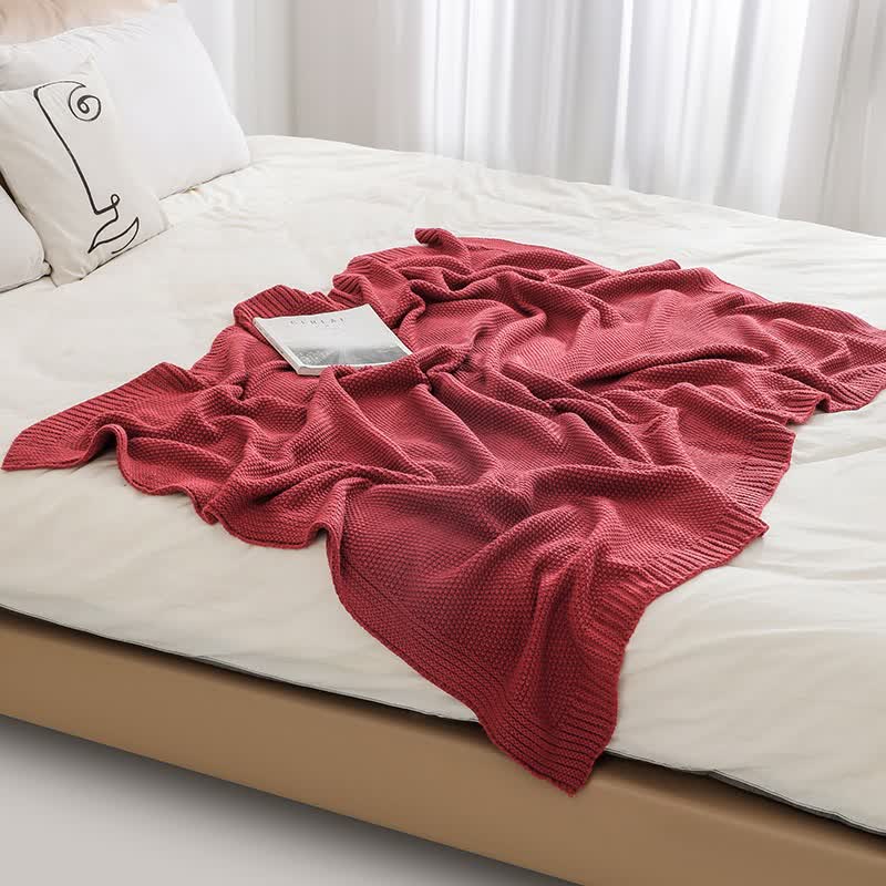 Ownkoti Einfache einfarbige Strickdecke - image 3