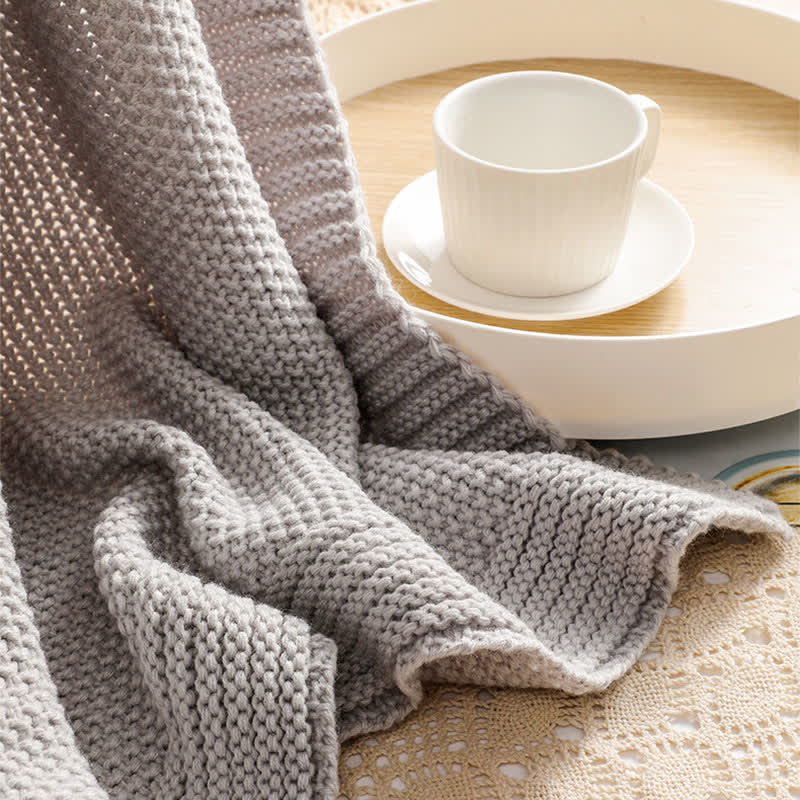 Ownkoti Einfache einfarbige Strickdecke - image 6