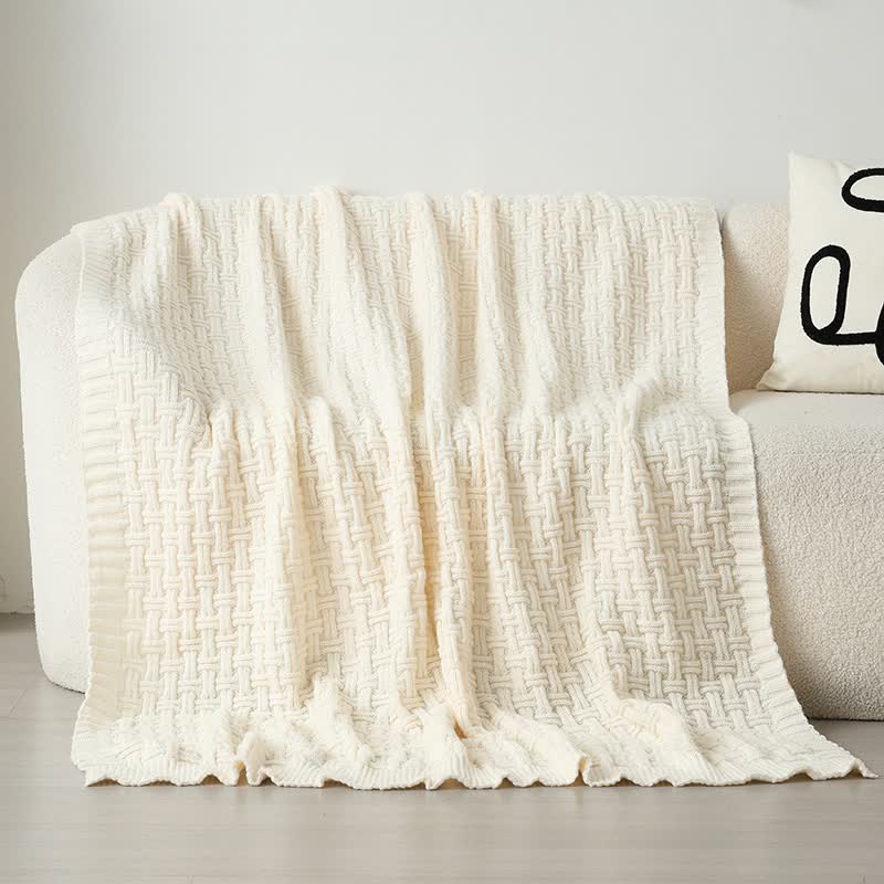 Ownkoti Solid Knot Strukturierte Strickdecke - Beige - 150cm x200cm - image 4