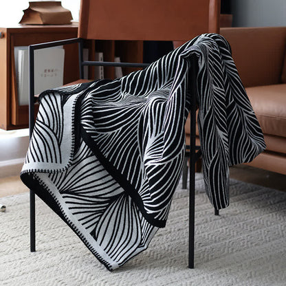 Ownkoti Künstlerische Blattstrickdecke - Schwarz - Decke - 130cm x 240cm - image 10