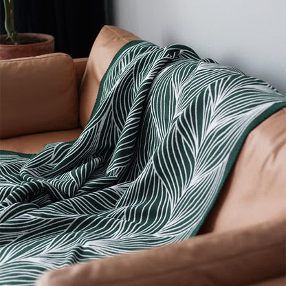 Ownkoti Künstlerische Blattstrickdecke - Grün - Decke - 130cm x 240cm - image 2