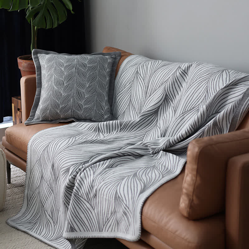 Ownkoti Künstlerische Blattstrickdecke - Grau - Decke - 130cm x 240cm - image 15