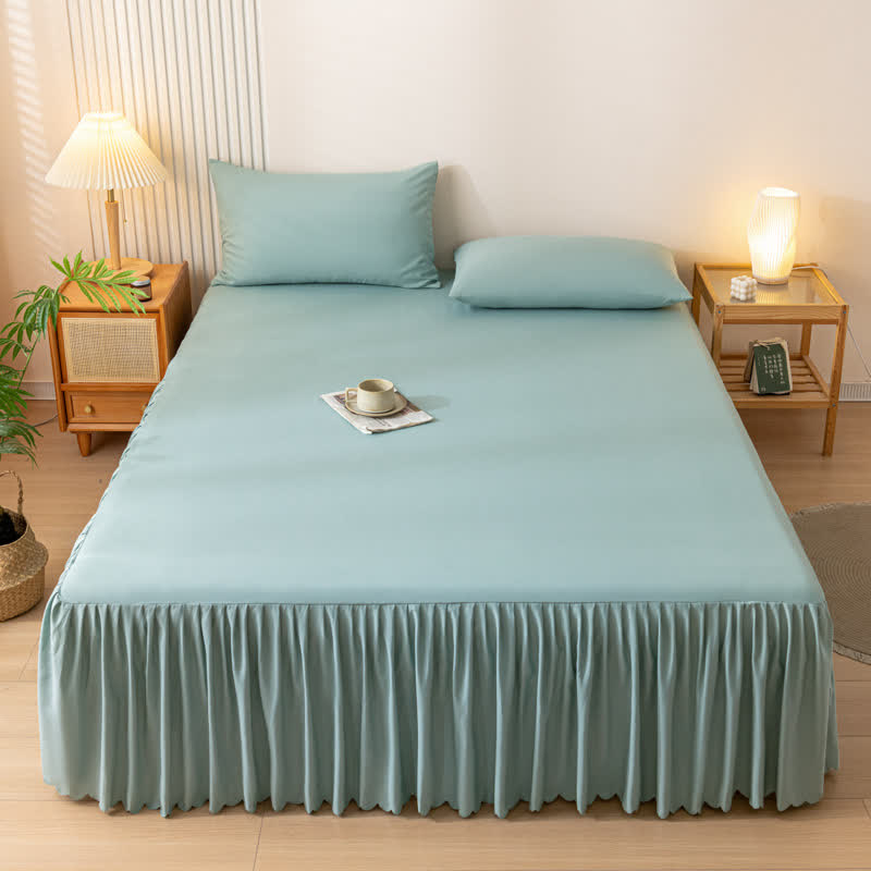 Ownkoti Bettrock-Spannbettlaken in Unifarben - Grün - 2 Kissenbezüge - 48cm x 74cm - image 1