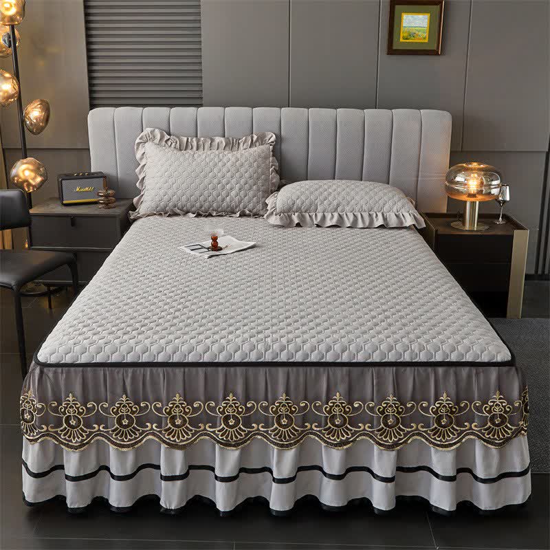 Ownkoti Stepplaken mit abnehmbarem Bettrock - Grau - 2 Kissenbezüge - 48cm x 74cm - image 12