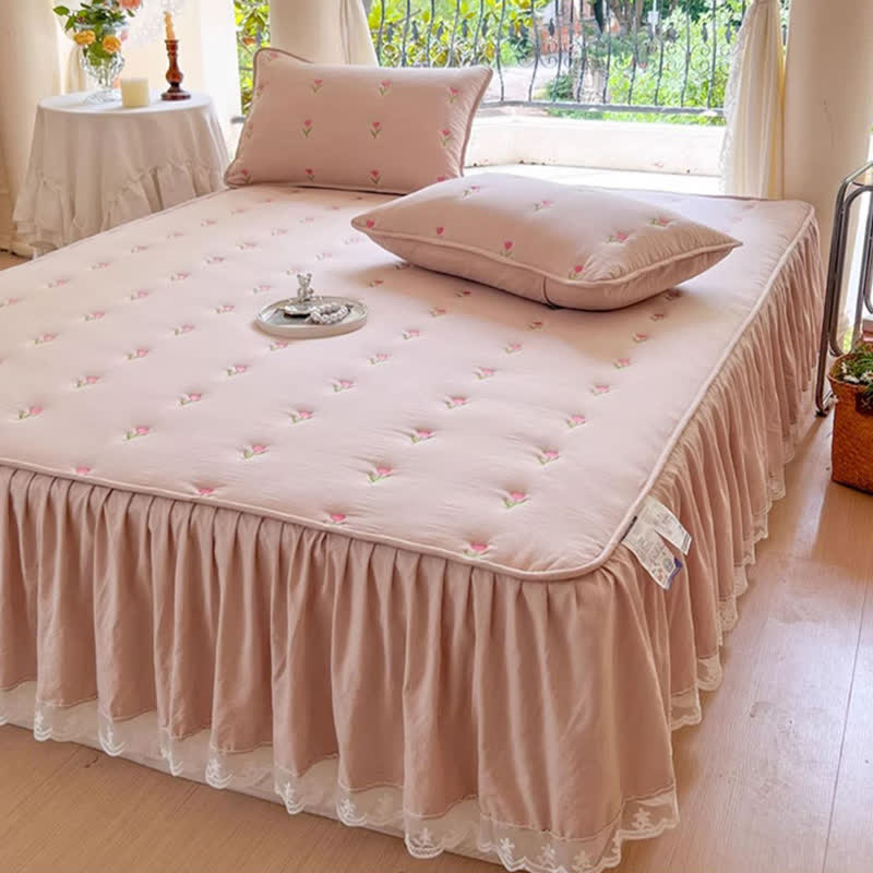 Ownkoti Tulpen-besticktes Bettlaken - image 2