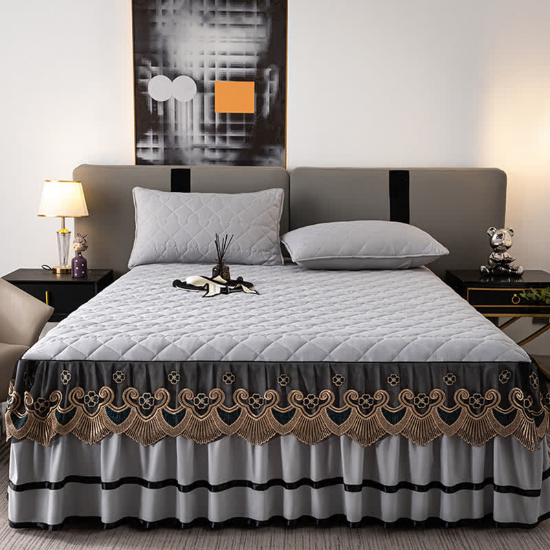 Ownkoti Herz-Stepp-Spitzen-Bettrock-Spannbettlaken - image 9