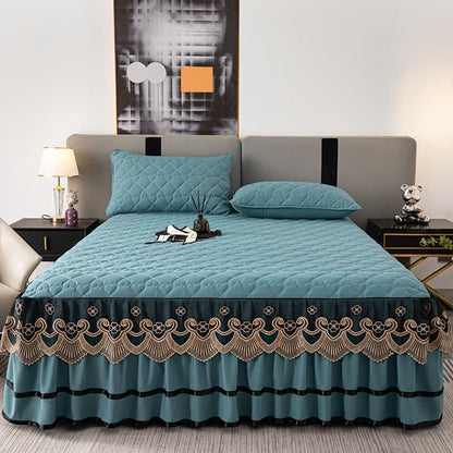 Ownkoti Herz-Stepp-Spitzen-Bettrock-Spannbettlaken - image 13