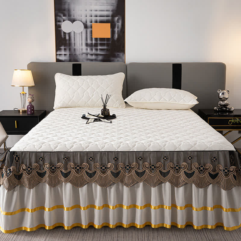 Ownkoti Herz-Stepp-Spitzen-Bettrock-Spannbettlaken - image 5