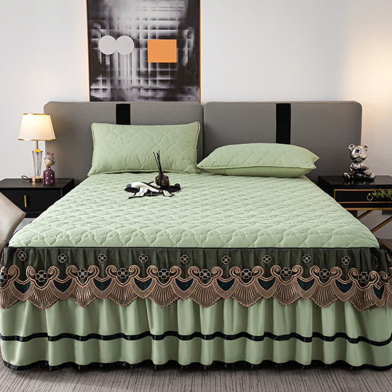 Ownkoti Herz-Stepp-Spitzen-Bettrock-Spannbettlaken - image 15