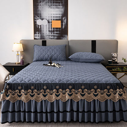 Ownkoti Herz-Stepp-Spitzen-Bettrock-Spannbettlaken - image 7