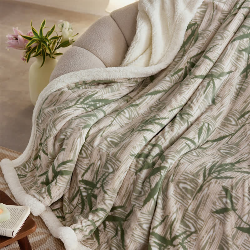 Ownkoti Zen Bambusblatt Wendbare Sherpa-Decke - image 6