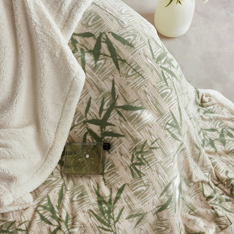 Ownkoti Zen Bambusblatt Wendbare Sherpa-Decke - image 8