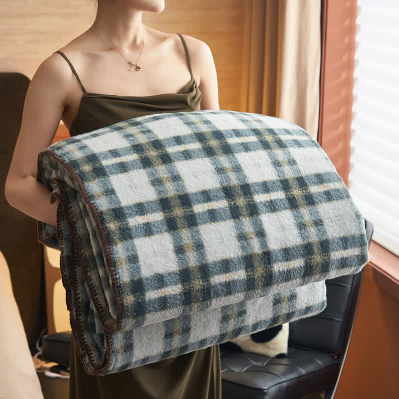 Ownkoti Wendbare Fleecedecke im klassischen Karomuster – vielseitig verwendbar - Grau & Blau - 200cm x 230cm - image 29