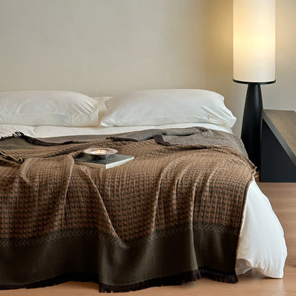 Ownkoti Vintage Baumwoll-Jacquard-Mehrzweckdecke - Olivgrün - 140 cm x 190 cm - image 8