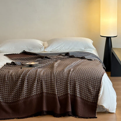 Ownkoti Vintage Baumwoll-Jacquard-Mehrzweckdecke - Schokolade - 140 cm x 190 cm - image 23