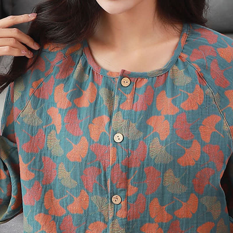 Ownkoti Loungewear-Set aus Ginkgoblatt-Jacquard-Baumwolle - image 6