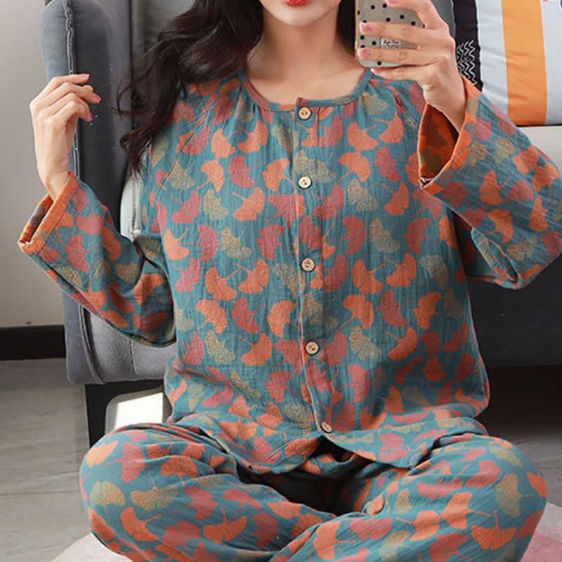 Ownkoti Loungewear-Set aus Ginkgoblatt-Jacquard-Baumwolle - image 3