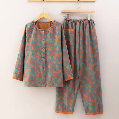 Ownkoti Loungewear-Set aus Ginkgoblatt-Jacquard-Baumwolle - 4XL - image 1