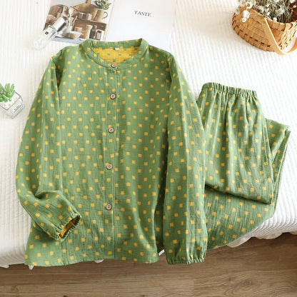 Ownkoti Loungewear aus Baumwollgaze mit langen Ärmeln - Grün - 2XL - image 5