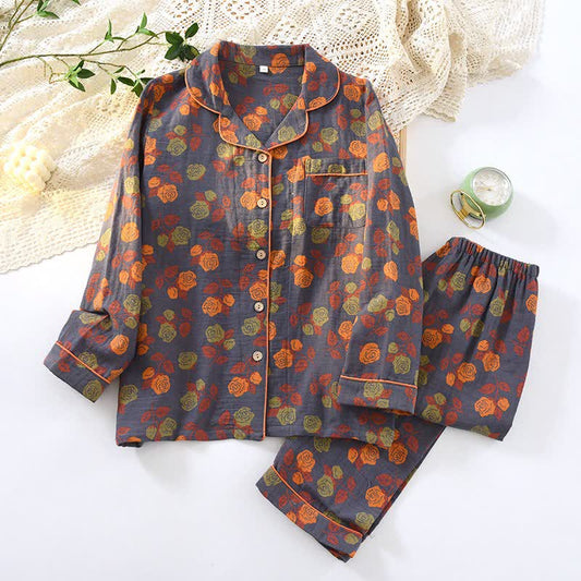 Ownkoti Pyjama-Set aus Baumwollgaze mit Wildrosenmotiv - XXL - image 0