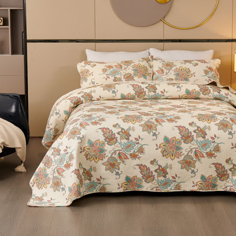 Ownkoti Stepp-Tagesdecken-Set aus natürlicher Baumwolle mit Paisley-Muster (3-teilig) - König - image 0