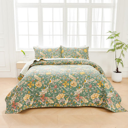 Ownkoti William Morris Floral Stepp-Tagesdecken-Set (3-teilig) - image 1