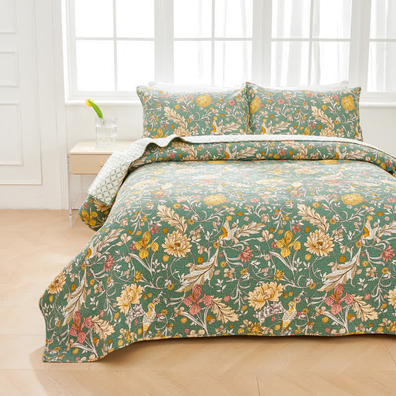Ownkoti William Morris Floral Stepp-Tagesdecken-Set (3-teilig) - König - image 0