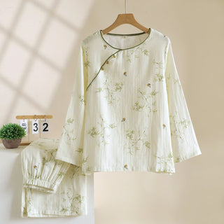 Ownkoti Orientalisch inspirierte Loungewear aus Bambus-Baumwolle mit Schmetterlingsmotiv - XL - image 0
