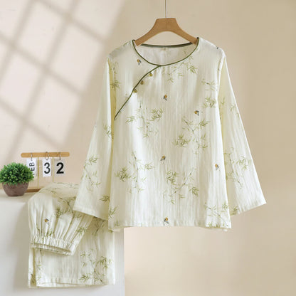 Ownkoti Orientalisch inspirierte Loungewear aus Bambus-Baumwolle mit Schmetterlingsmotiv - XL - image 0