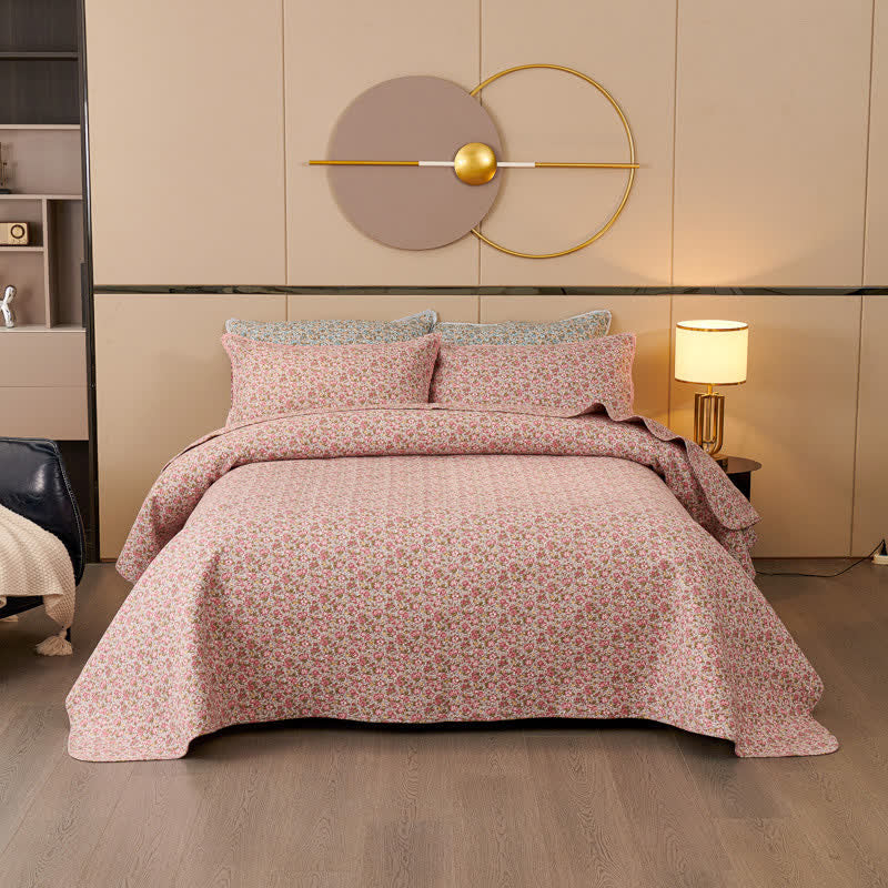 Ownkoti Baumwoll-Steppbettwäsche-Set mit zartem Blumenmuster (3-teilig) - image 1