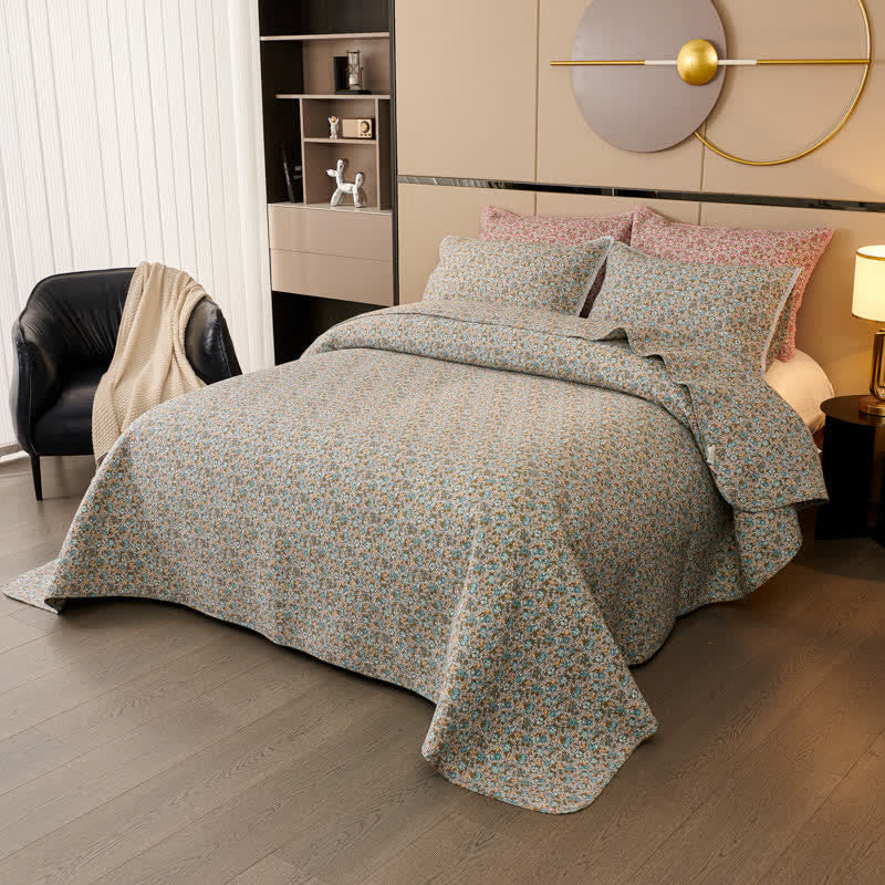 Ownkoti Baumwoll-Steppbettwäsche-Set mit zartem Blumenmuster (3-teilig) - image 7