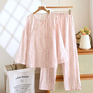 Ownkoti Orientalisch inspirierte gestreifte Loungewear aus Baumwolle mit Blumenmuster - XL - image 0