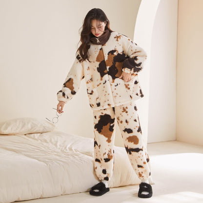 Ownkoti Fleece-Loungewear-Set mit künstlerischem Print - Weiß - XXL - image 1