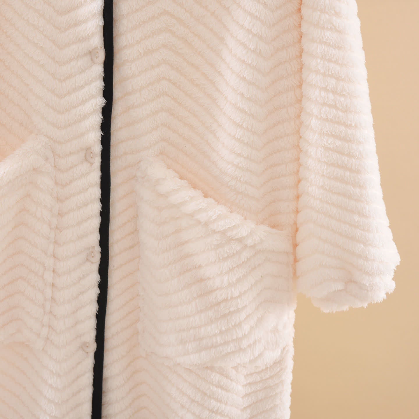 Ownkoti Kapuzen-Bademantel mit Knöpfen, einfarbig - image 6