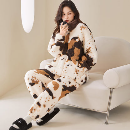 Ownkoti Fleece-Loungewear-Set mit künstlerischem Print - image 0