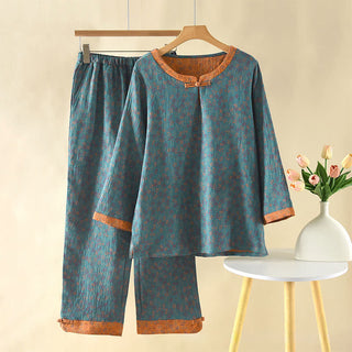 Vintage Baumwoll-Zweig-Langarm-Pyjama - XL - image 0