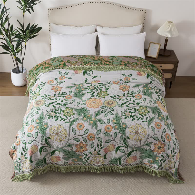 Ownkoti Refresh Floral Baumwollgaze Quasten-Steppdecke - 200cm x 230cm - image 0