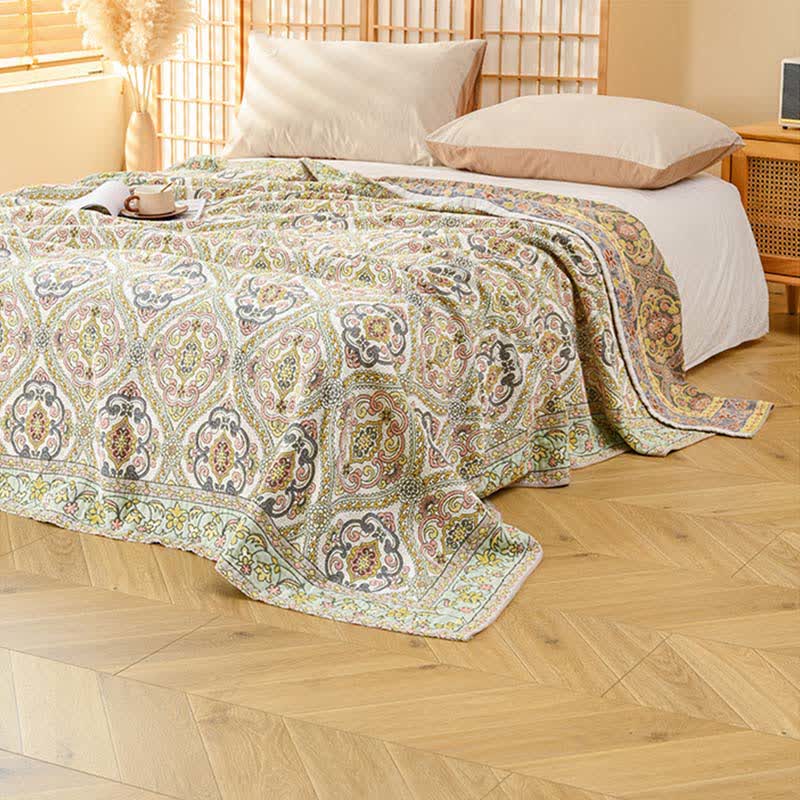 Ownkoti Elegante Vintage-Bettdecke aus Baumwollgaze mit Blumenmuster - image 2