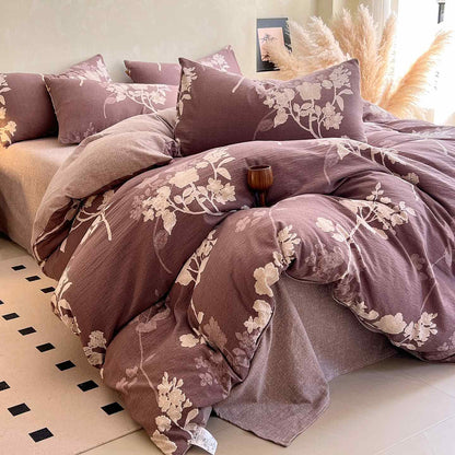 Ownkoti Luxuriöses Bettwäsche-Set mit Blumenmuster (4-teilig) - 220cm x 240cm - image 0