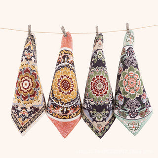 Ownkoti Retro Floral Baumwoll-Küchenhandtuch, saugfähig - Set mit 4 Stück - 35 cm x 35 cm - image 0