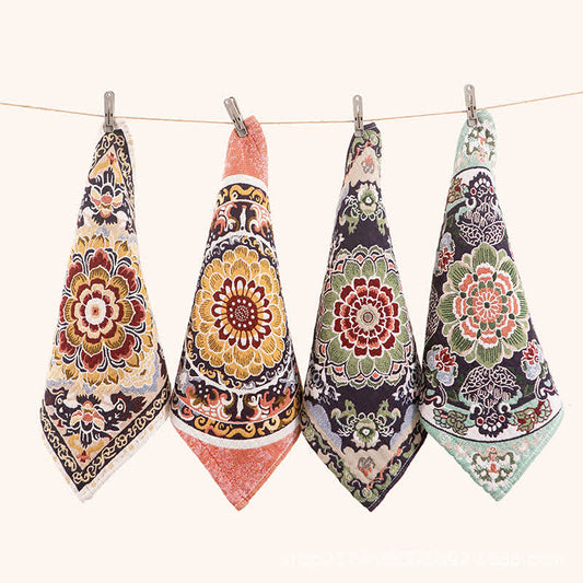 Ownkoti Retro Floral Baumwoll-Küchenhandtuch, saugfähig - Set mit 4 Stück - 35 cm x 35 cm - image 0