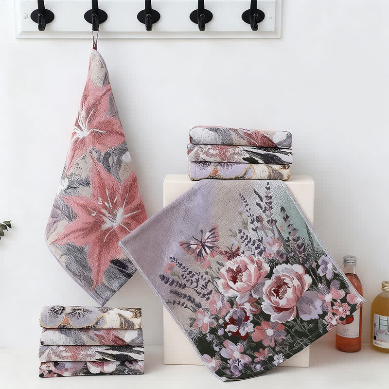 Ownkoti Luxuriöses, saugfähiges Küchenhandtuch aus Baumwolle mit Blumenmuster - image 1