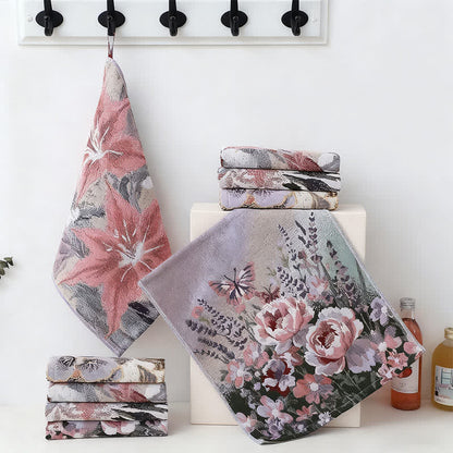 Ownkoti Luxuriöses, saugfähiges Küchenhandtuch aus Baumwolle mit Blumenmuster - image 1