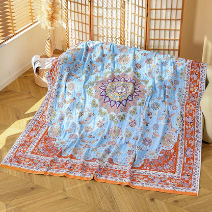 Ownkoti Baumwollgaze-Decke mit lebendigem Vintage-Muster - 230cm x 250cm - image 0