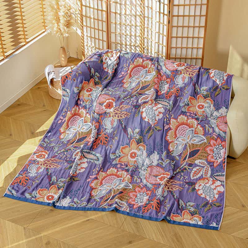 Ownkoti Traumhafte Blumen-Decke aus reiner Baumwollgaze - 230cm x 250cm - image 0