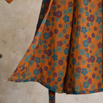 Ownkoti Vintage Kimono-Bademantel aus Baumwolle mit floralem Jacquardmuster - image 4